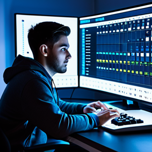 A focused young adult, dressed in professional yet comfortable gaming attire, sits at a modern, ergonomic gaming desk. Their eyes are intently fixed on a large, vibrant monitor displaying a dynamic game event calendar and an exciting new announcement. The room is well-lit with subtle futuristic ambient lighting, hinting at a digital world. The atmosphere is anticipatory and immersive. perfect anatomy, correct proportions, natural pose, well-formed hands, proper finger count, natural body proportions, high-quality digital art, professional photography, safe for work, appropriate content, fully clothed, modest attire, family-friendly.